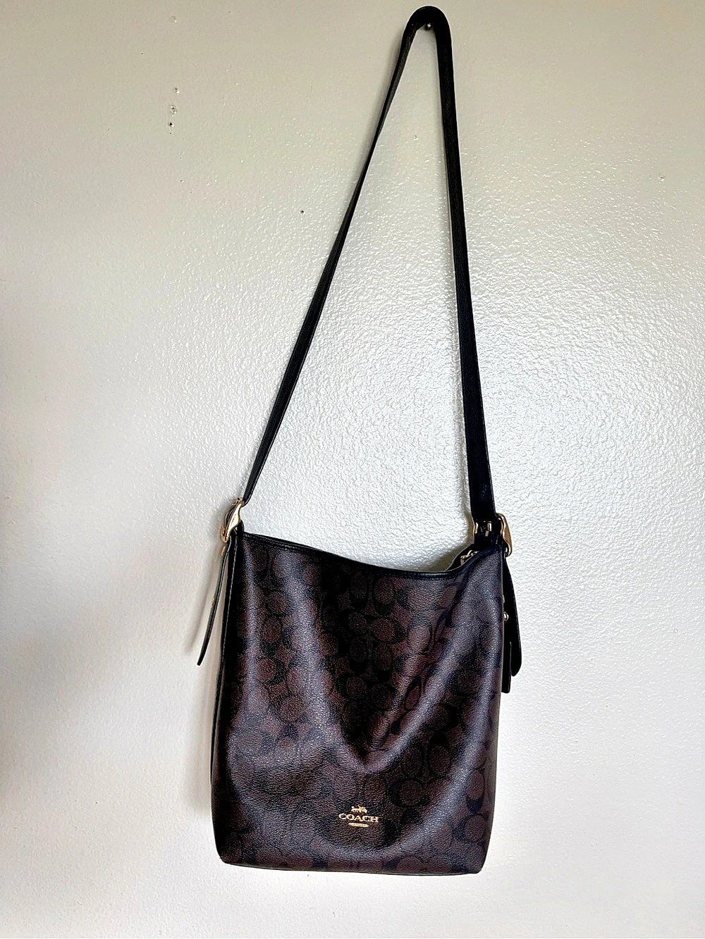 Coach Brown & Black Monogram Hobo Bag